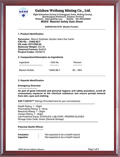 MSDS - Barium Sulfate